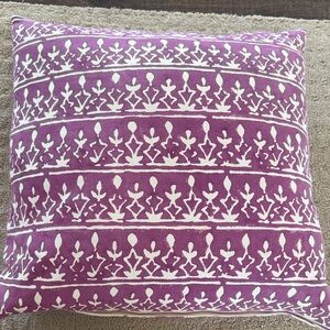 John Robshaw Purple and White Block-Print Accent Pillow